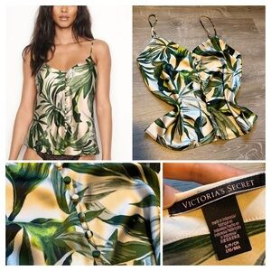 Victoria's Secret Green and White Tropical Satin Camisole